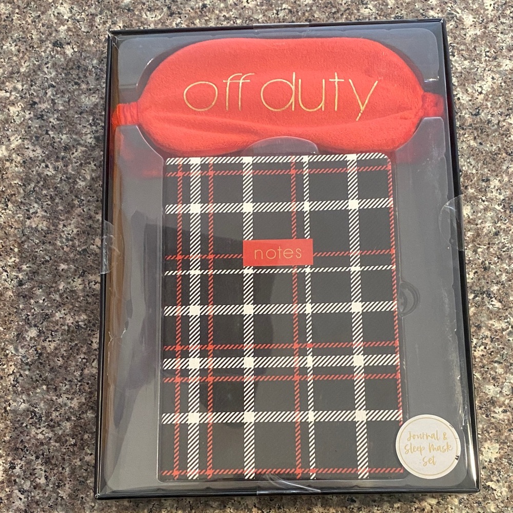 Plaid Journal and Sleep Mask Set - Red and Black